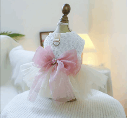 Vestido c/tutu de tul y moño decorado con piedra. Talle XL